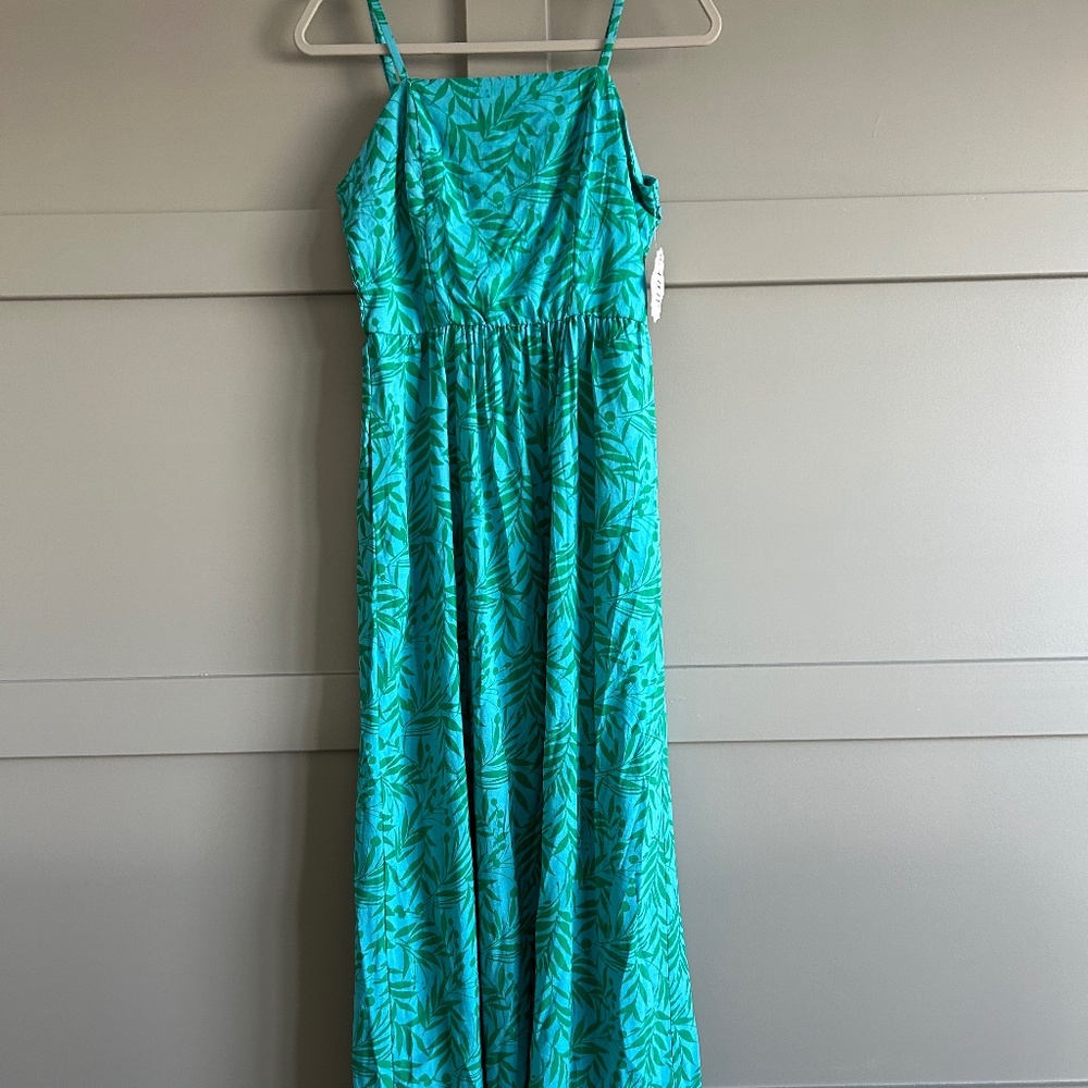 Blue and Green Floral Maxi Dress